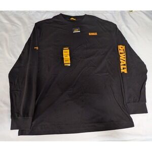 DeWalt Long Sleeve T-Shirt Mens XXL Black New Graphic Workwear Logo Shirt